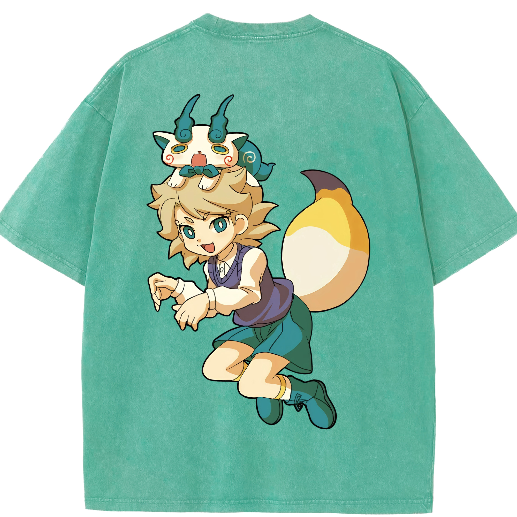 （画像用） 妖怪ウォッチ Yo-kai Watch 綿100% ヴィンテージ風 半袖Tシャツ（背面プリント）
